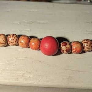 Wooden beaded necklace jungle safari Bohemian brown orange fall